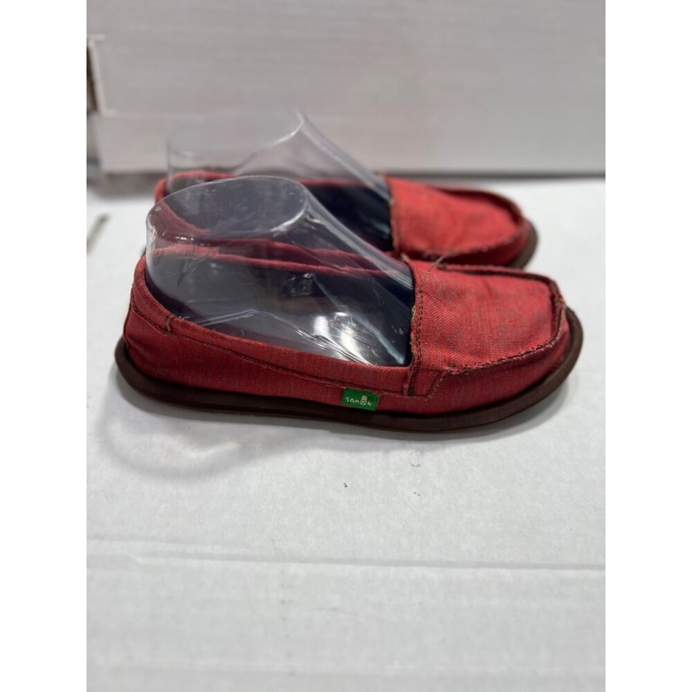 Sanuk womens Red Washed Canvas Loafers Size 6